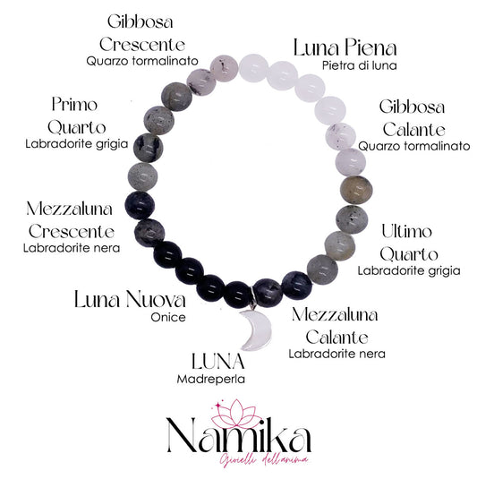 Bracciale LUNARIA - bracciale con pietre naturali e fasi lunari NAMIKA