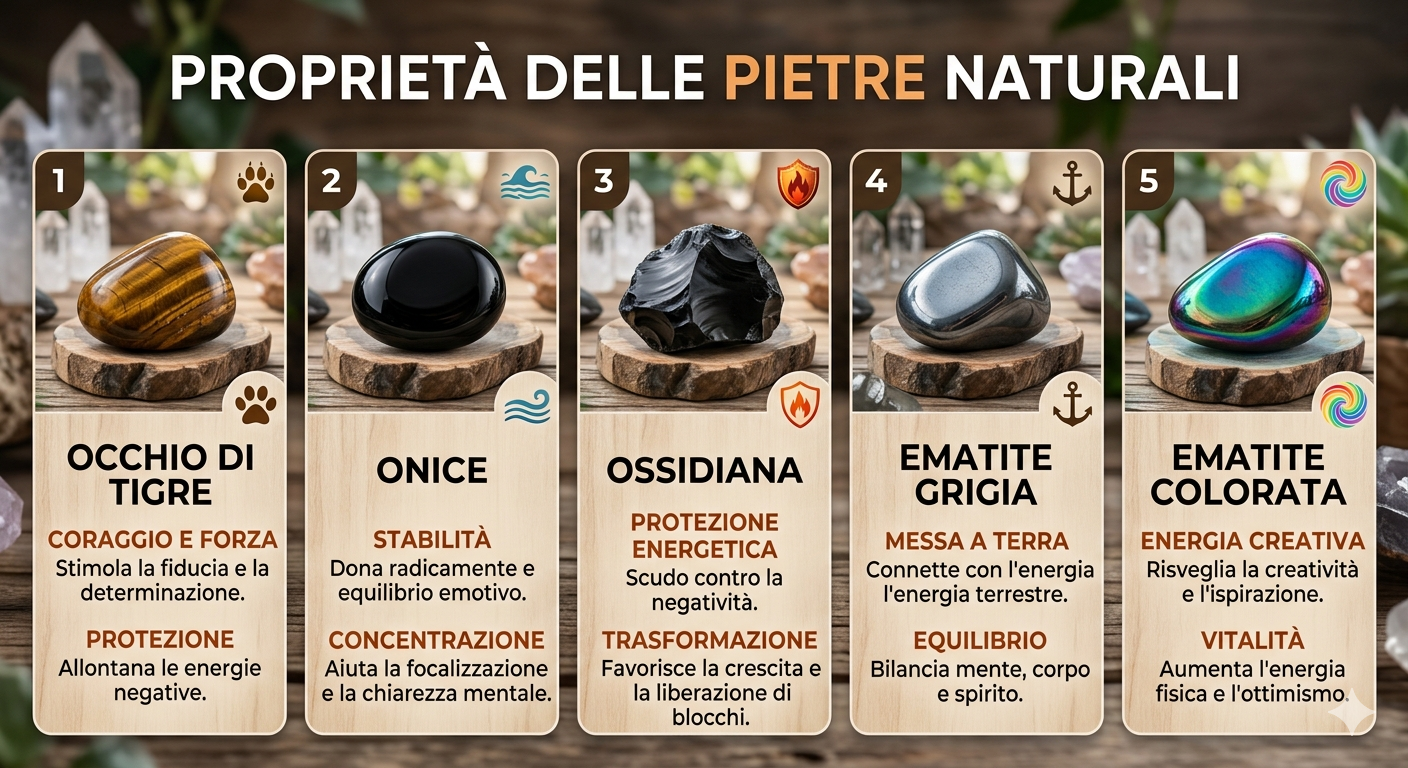 Bracciale CUORE in Acciaio Inossidabile con Pietre Naturali – Occhio di Tigre, Ossidiana ed Ematite NAMIKA