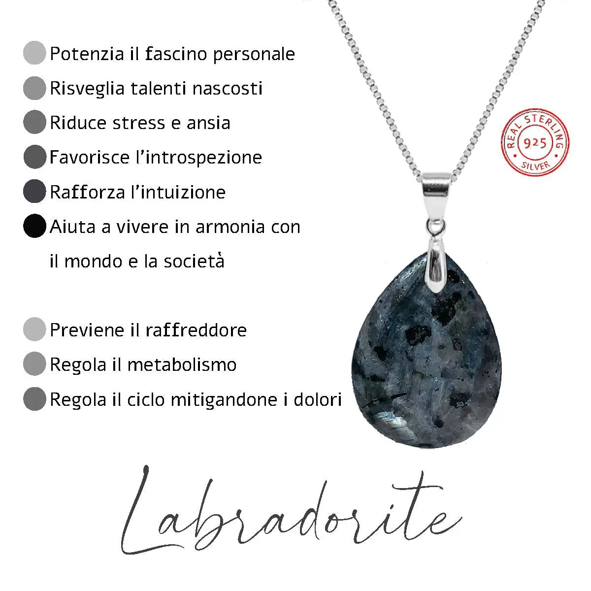 Collana in argento con pietra naturale NAMIKA