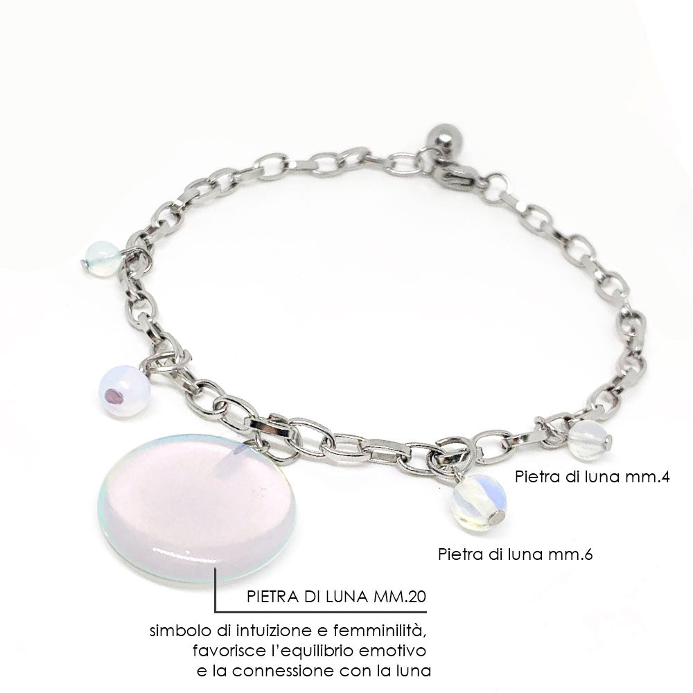 Bracciale LUNA PIENA con pietra di luna e acciaio inossidabile NAMIKA