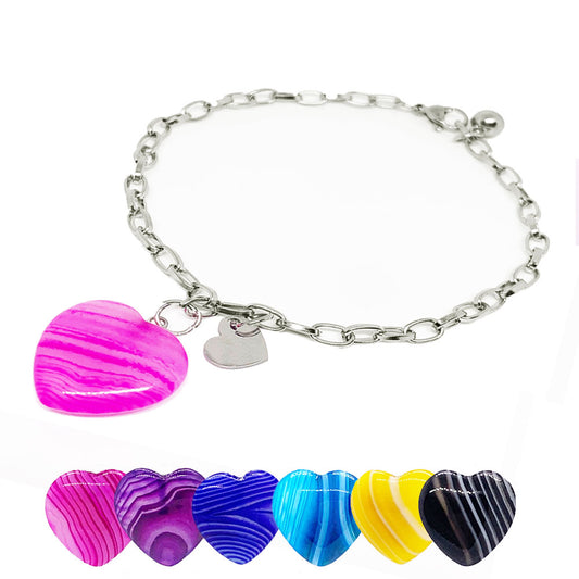 Bracciale in acciaio con cuore di agata | Bracciale DESTINO NAMIKA