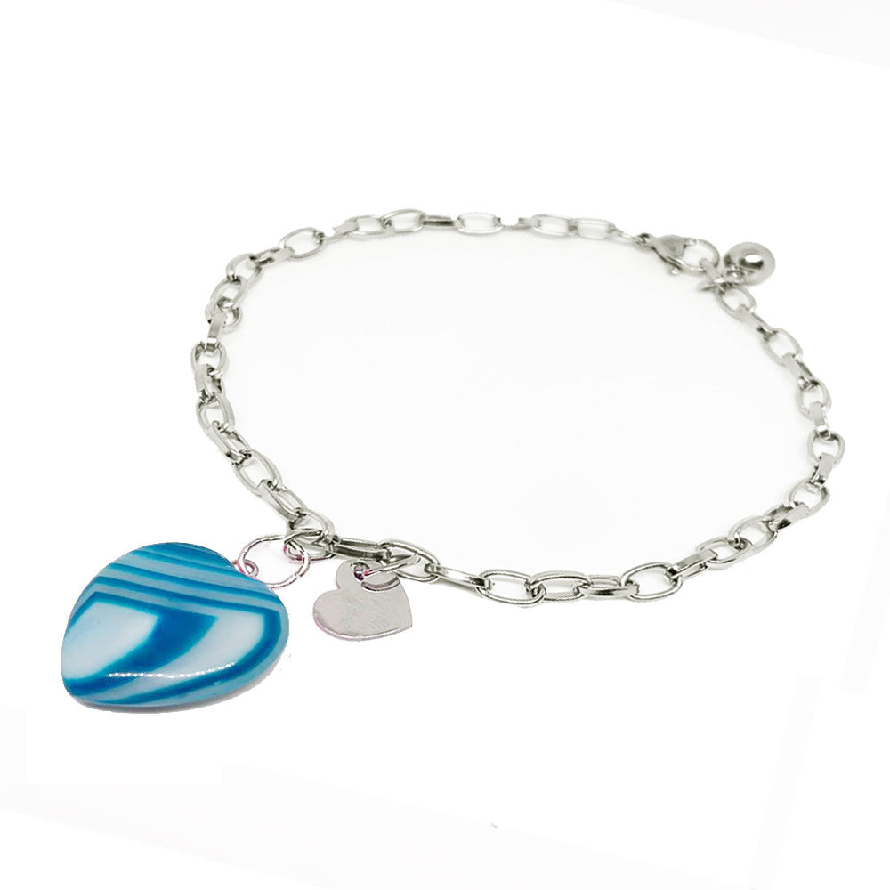 Bracciale in acciaio con cuore di agata | Bracciale DESTINO NAMIKA