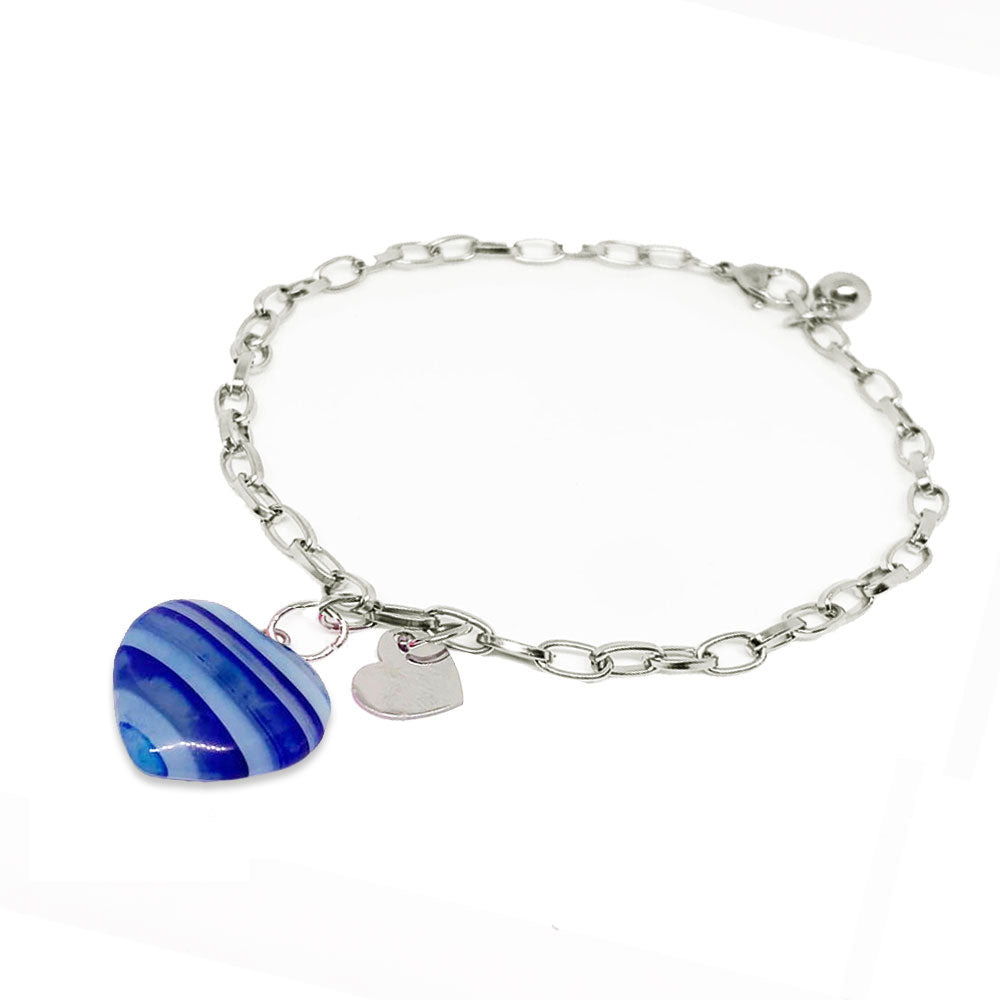 Bracciale in acciaio con cuore di agata | Bracciale DESTINO NAMIKA