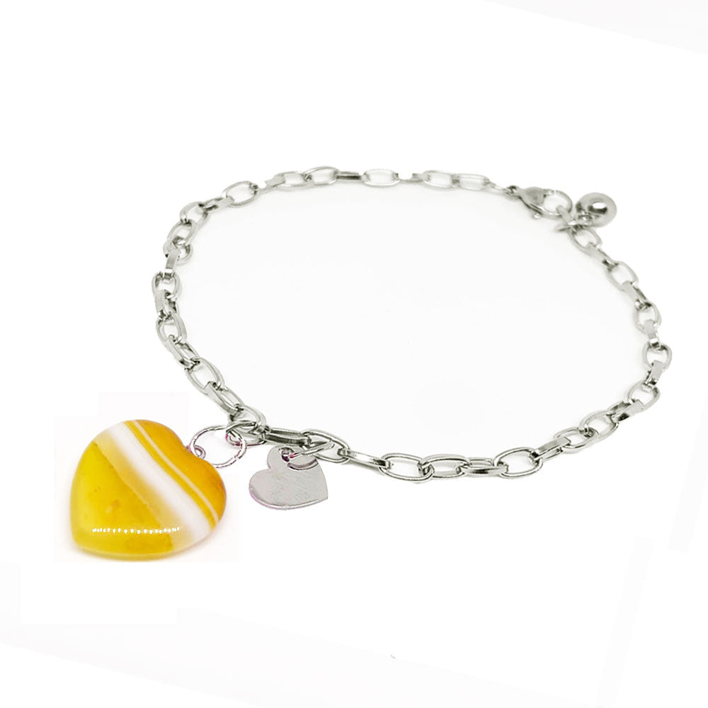 Bracciale in acciaio con cuore di agata | Bracciale DESTINO NAMIKA