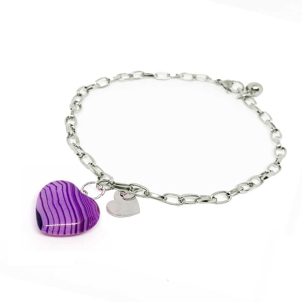 Bracciale in acciaio con cuore di agata | Bracciale DESTINO NAMIKA