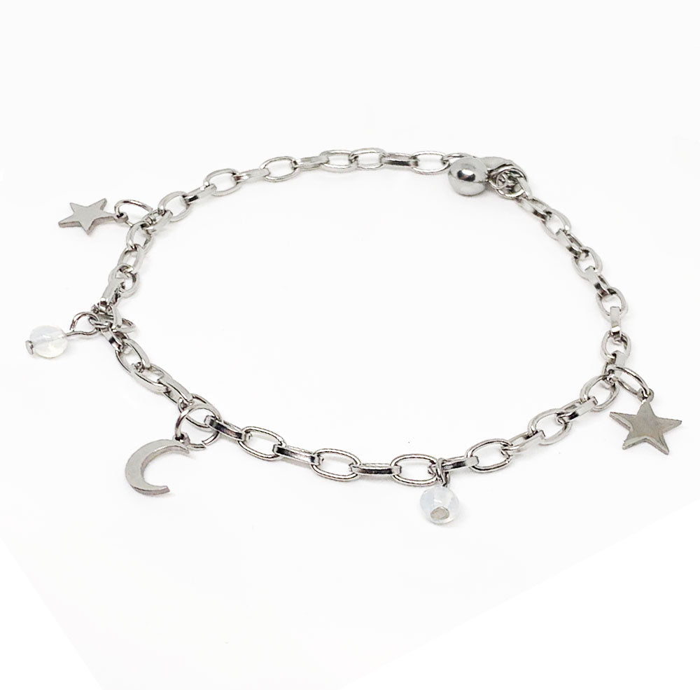 Bracciale ANDROMEDA con pietra di luna e acciaio inossidabile NAMIKA