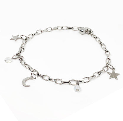 Bracciale ANDROMEDA con pietra di luna e acciaio inossidabile NAMIKA