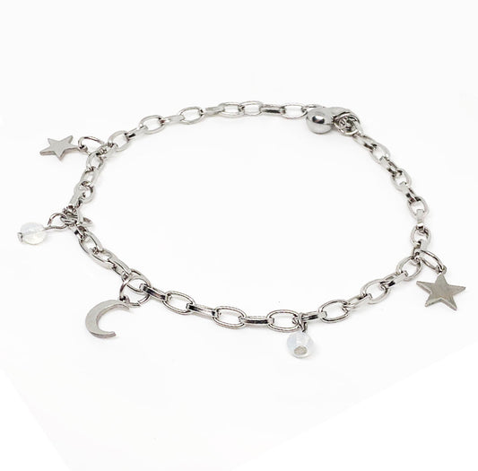 Bracciale ANDROMEDA con pietra di luna e acciaio inossidabile NAMIKA