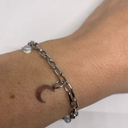 Bracciale ANDROMEDA pietra di luna e acciaio inossidabile NAMIKA