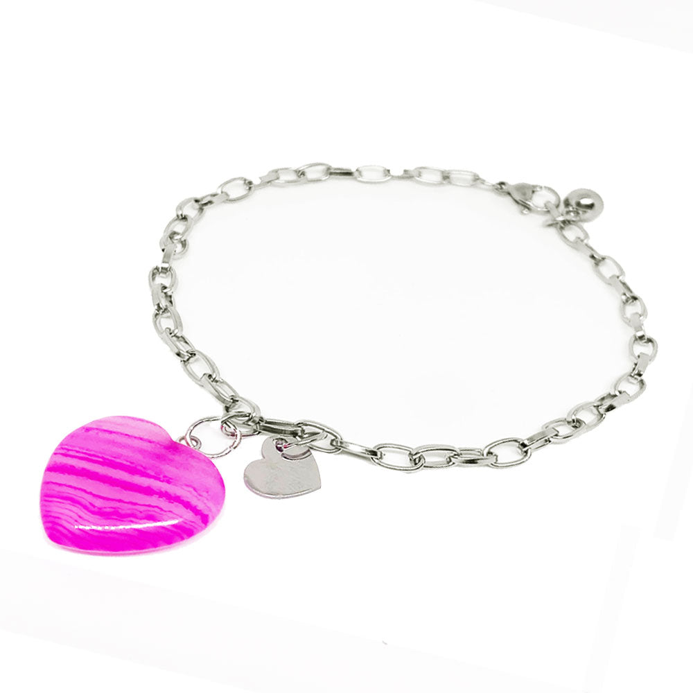 Bracciale in acciaio con cuore di agata | Bracciale DESTINO NAMIKA