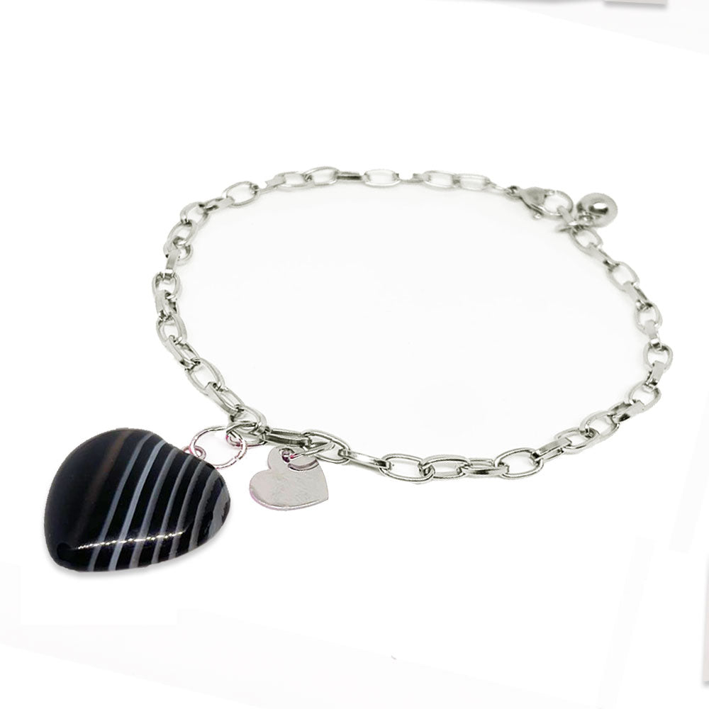 Bracciale in acciaio con cuore di agata | Bracciale DESTINO NAMIKA