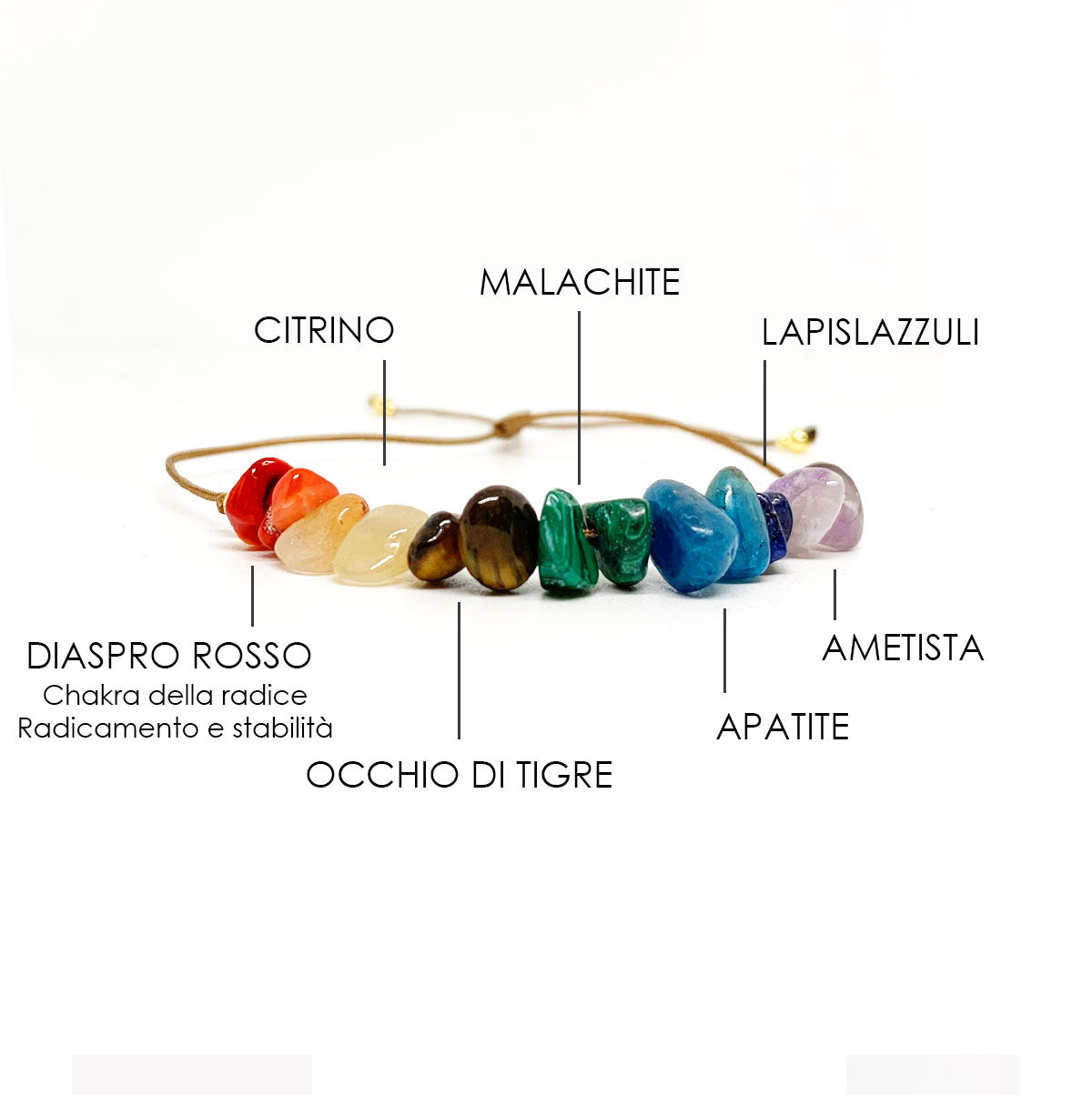 Bracciale CHAKRA con perline naturali semi preziose NAMIKA