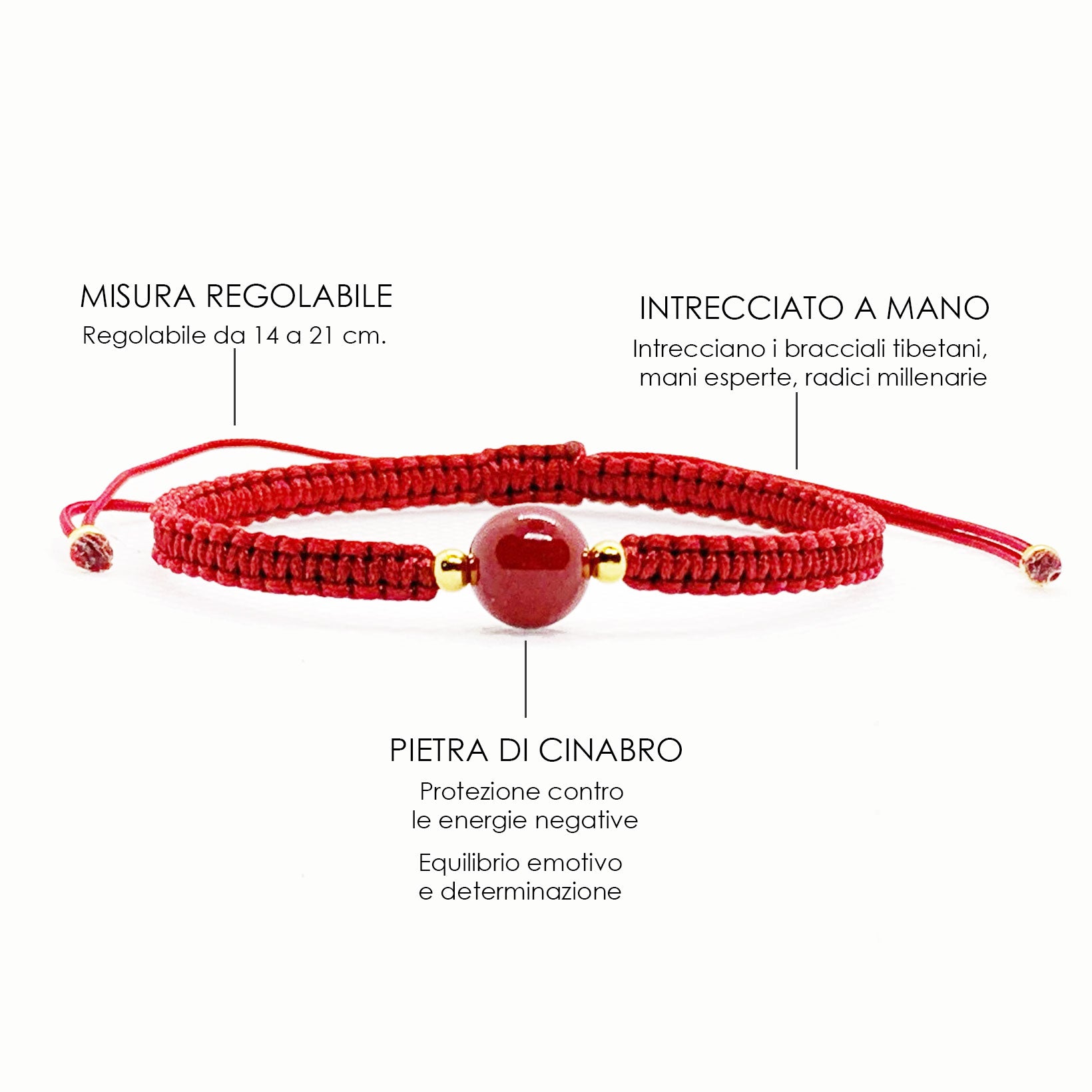 Bracciale FILO ROSSO con pietra di cinabro NAMIKA