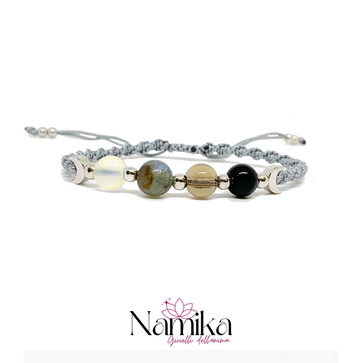 Bracciale con pietre naturali annodato a mano LUNATIO NAMIKA