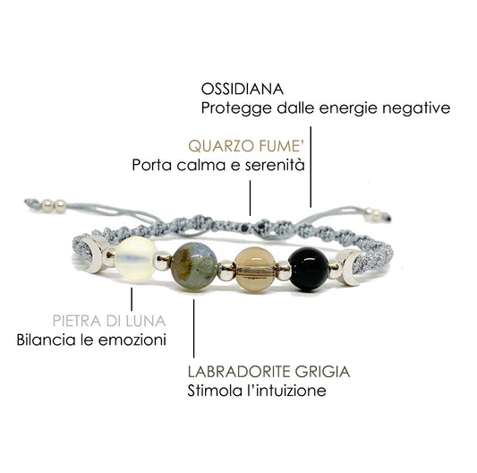 Bracciale con pietre naturali annodato a mano LUNATIO NAMIKA