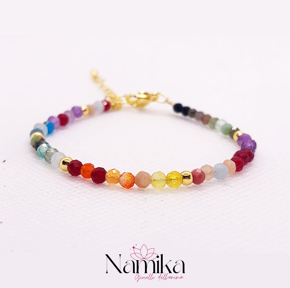 Bracciale portafortuna SERENDIPITY con pietre naturali placatura oro 18k NAMIKA