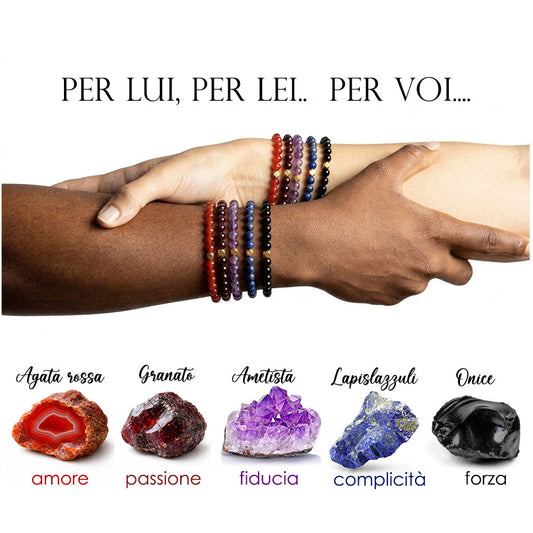 Bracciali di coppia in pietre naturali mm.4 - COSA C'E' TRA VOI? NAMIKA
