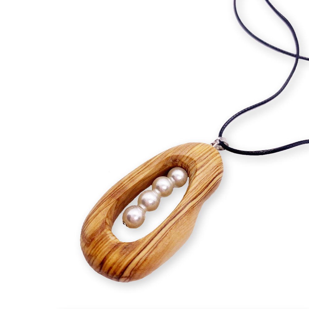 Collana PEARL in legno di ulivo e perle di fiume NAMIKA