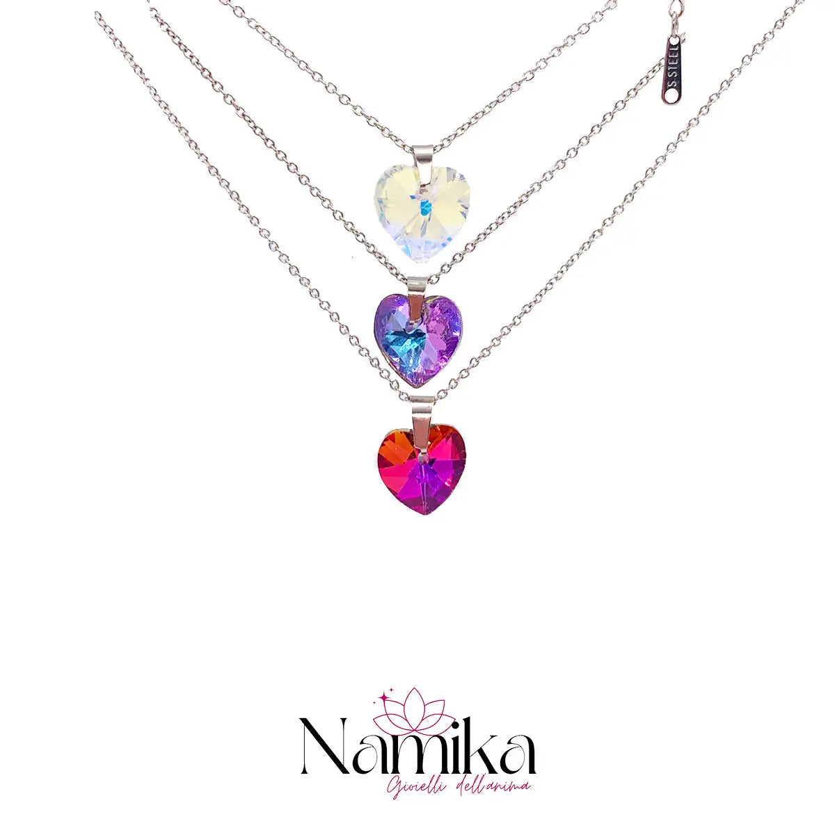 Collana cuore CRYSTAL acciaio inossidabile NAMIKA