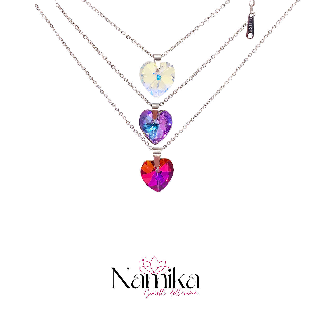 Collana cuore CRYSTAL acciaio inossidabile NAMIKA