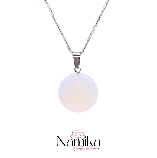 Collana con Ciondolo in Pietra di Luna Naturale – Acciaio Inossidabile Regolabile NAMIKA