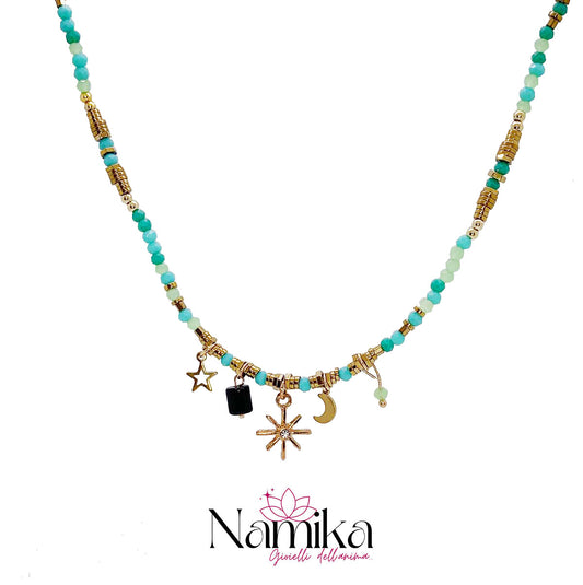 Collana con Perline Amazzonite, Giada e Turchese UNIVERSE NAMIKA
