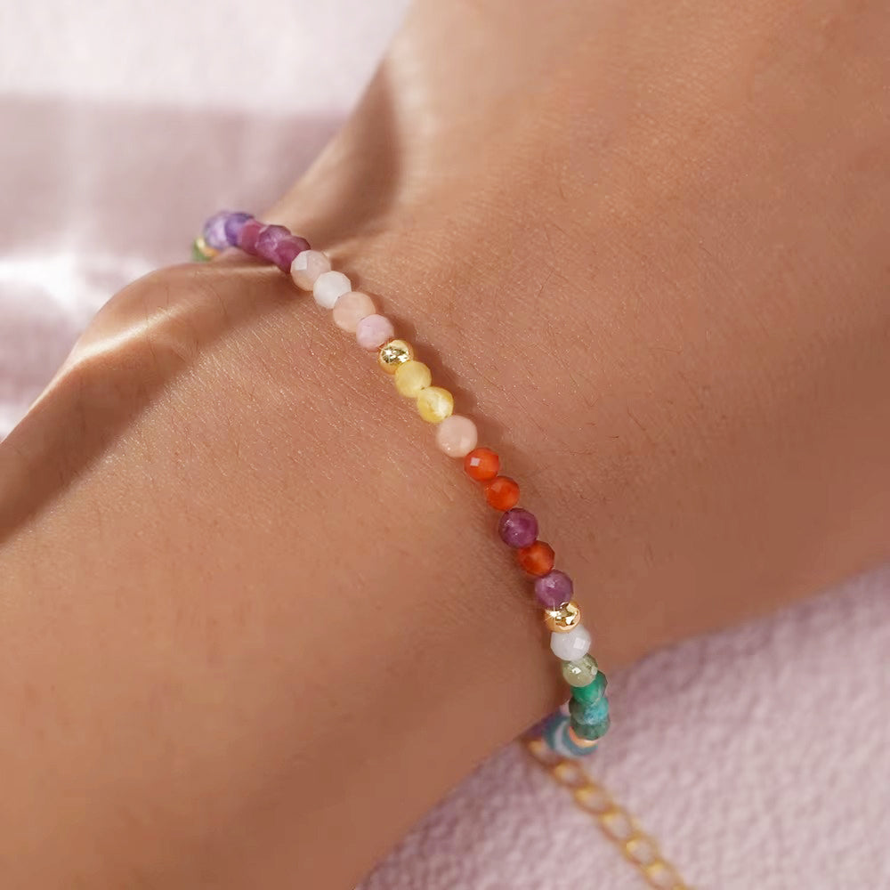 Bracciale portafortuna SERENDIPITY con pietre naturali placatura oro 18k NAMIKA