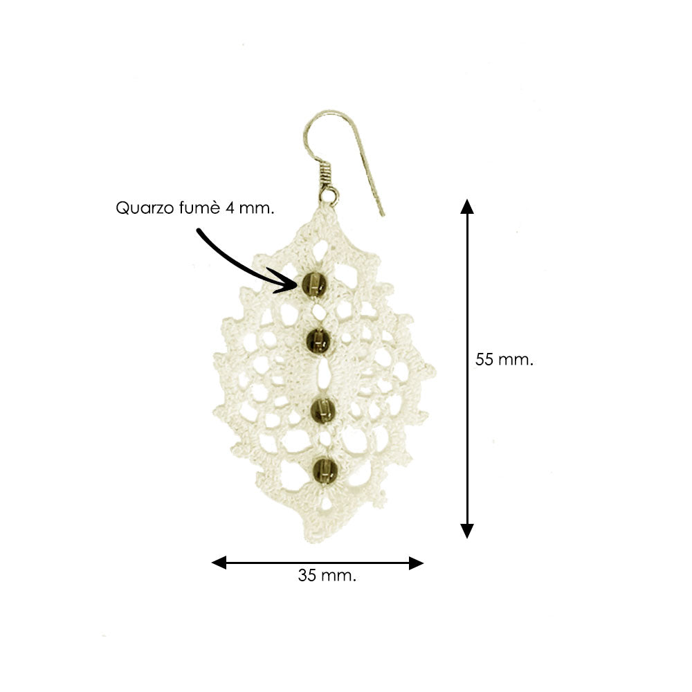 Orecchini Uncinetto Eleganti con Perline in Quarzo Fumé – Gioielli Artigianali Anallergici NAMIKA