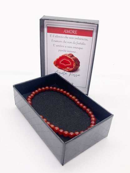 Bracciale AGATA ROSSA e acciaio inossidabile